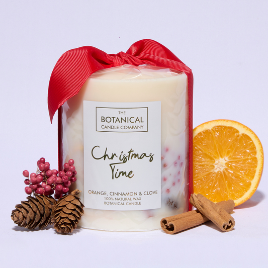 Christmas Time Medium Botanical Candle, orange, cinnamon and clove